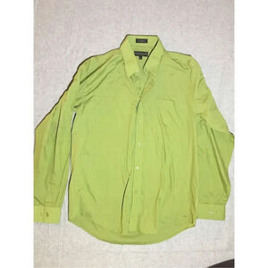 Mens Daniel Ellissa Long Sleeve Button Up Size 16 1/2 Green Casual Cotton Blend